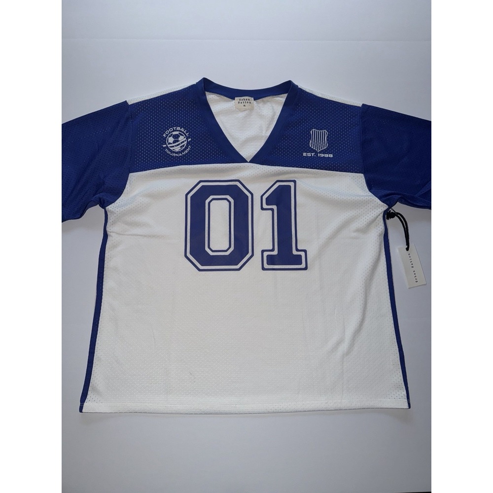 Urban Nation Women XL Soccer Jersey Blue White Mesh #01 Football Tournament NWT